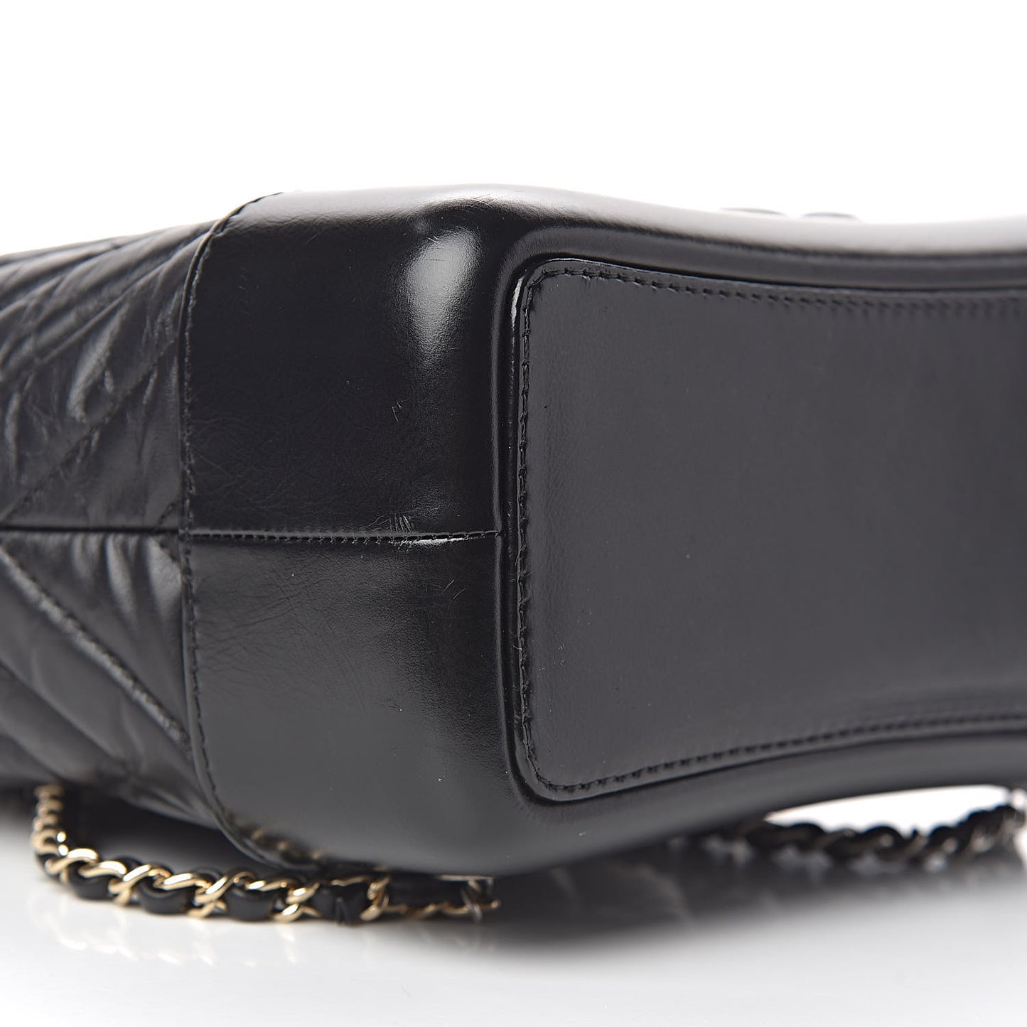 Aged Calfskin Chevron Quilted Small Gabrielle Backpack Black