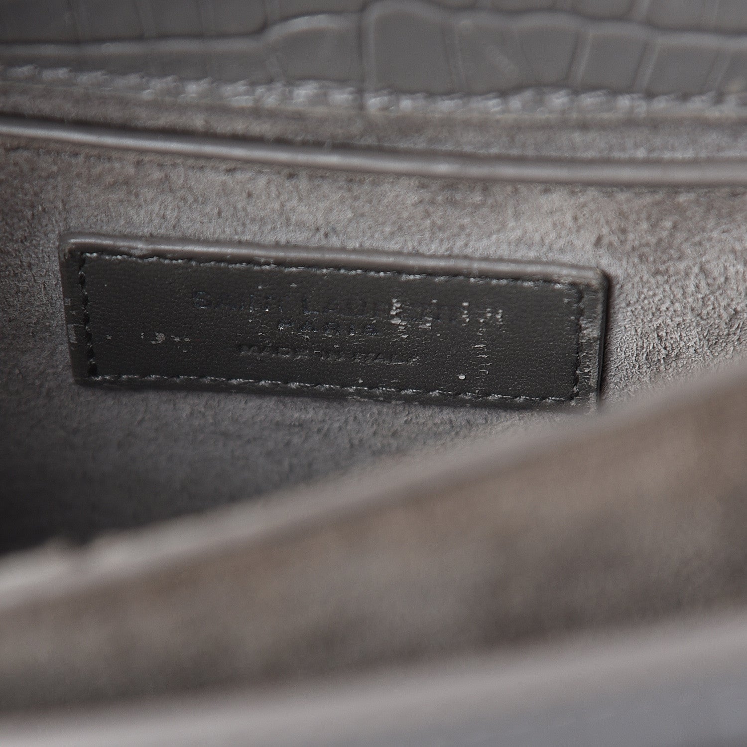 Saint Laurent Calfskin Crocodile Embossed Medium Monogram Sunset Fog 5 of 8