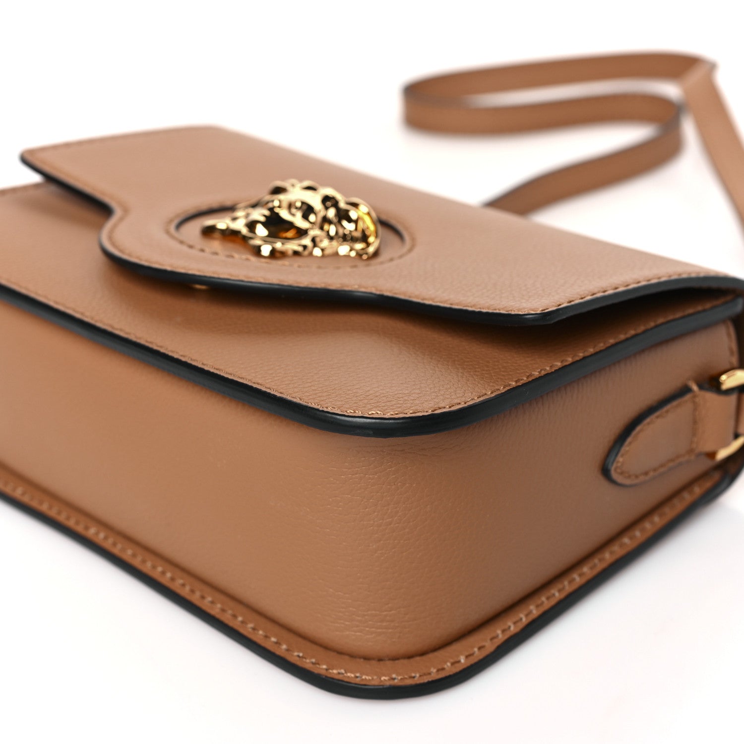 Versace Grained Calfskin La Medusa Flap Shoulder Bag Brown 8 of 8