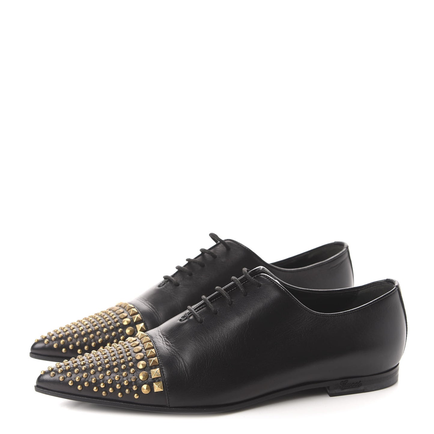 Calfskin Studded Lace Up Oxford 36 Black