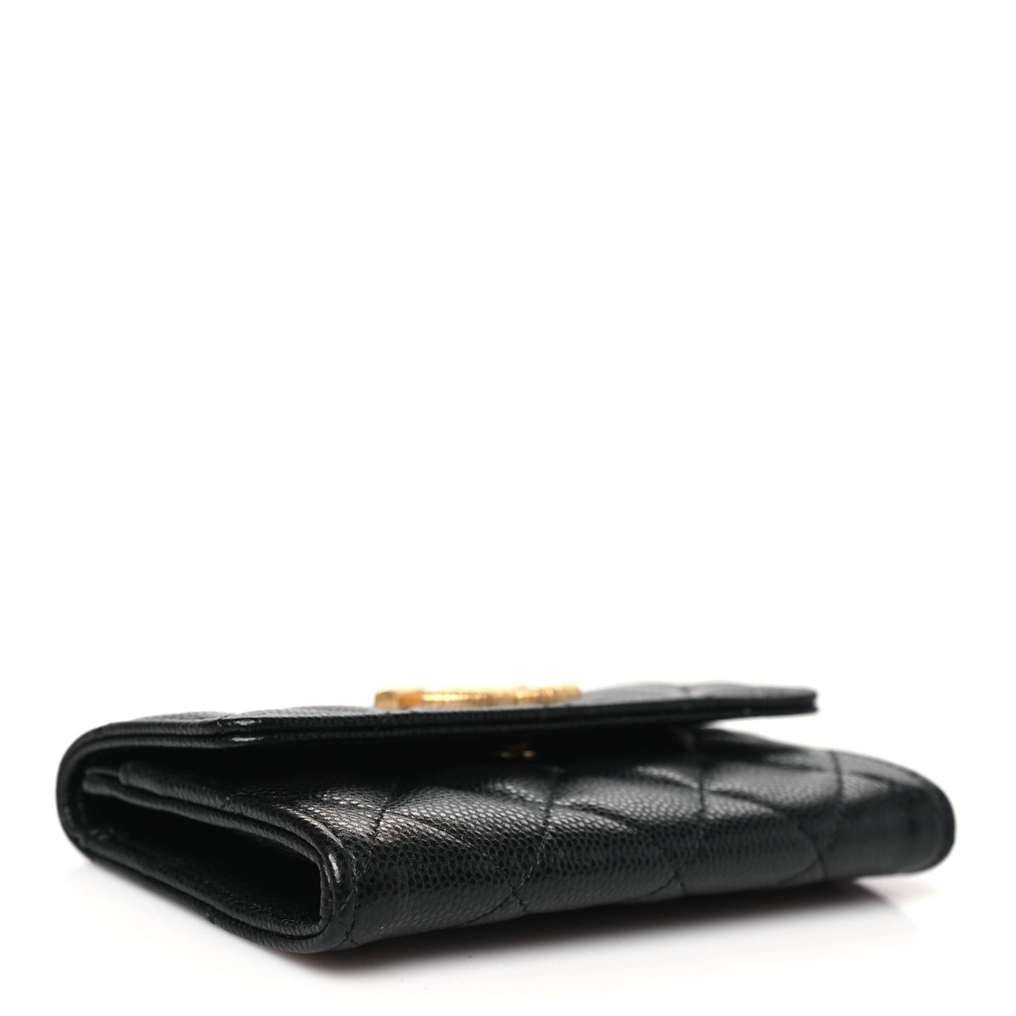 Caviar Quilted Textured CC Flap Card Holder Black