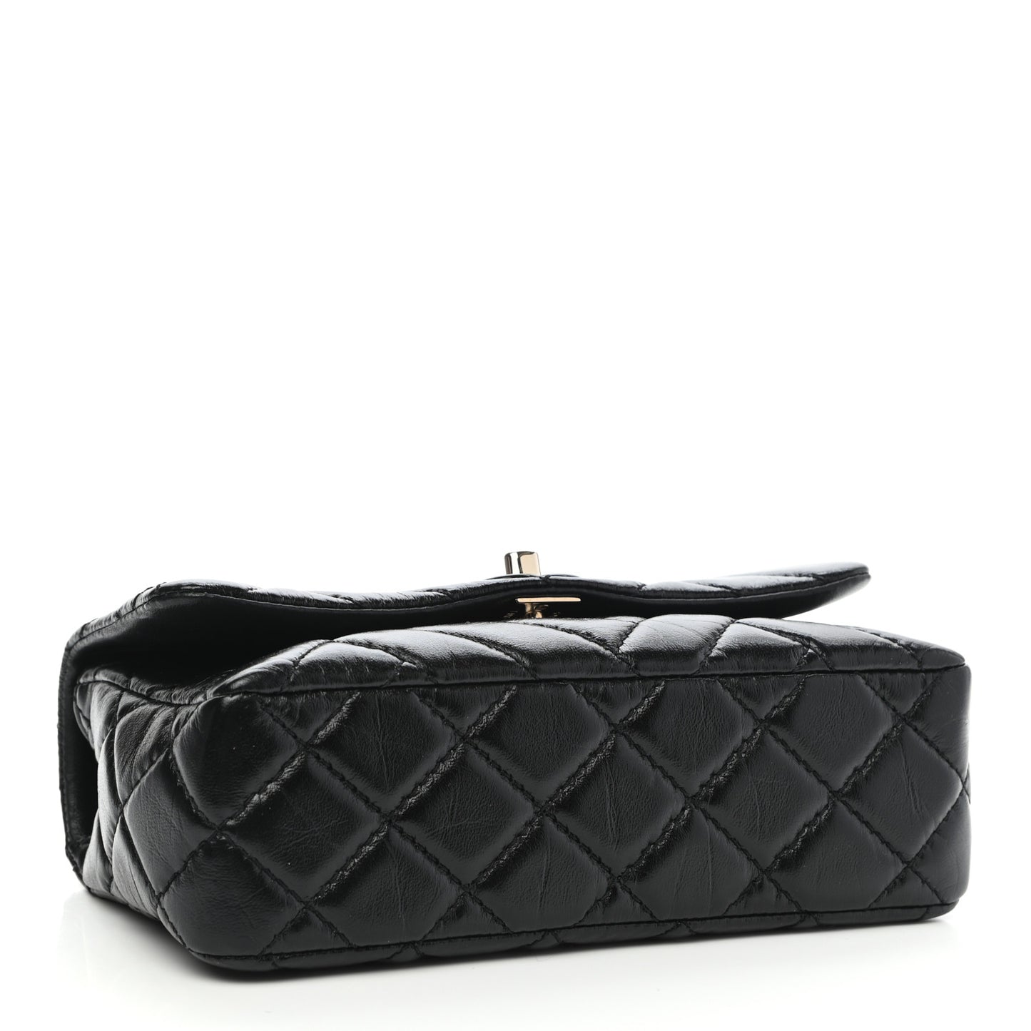 Shiny Lambskin Quilted Small Montcoco Flap Black