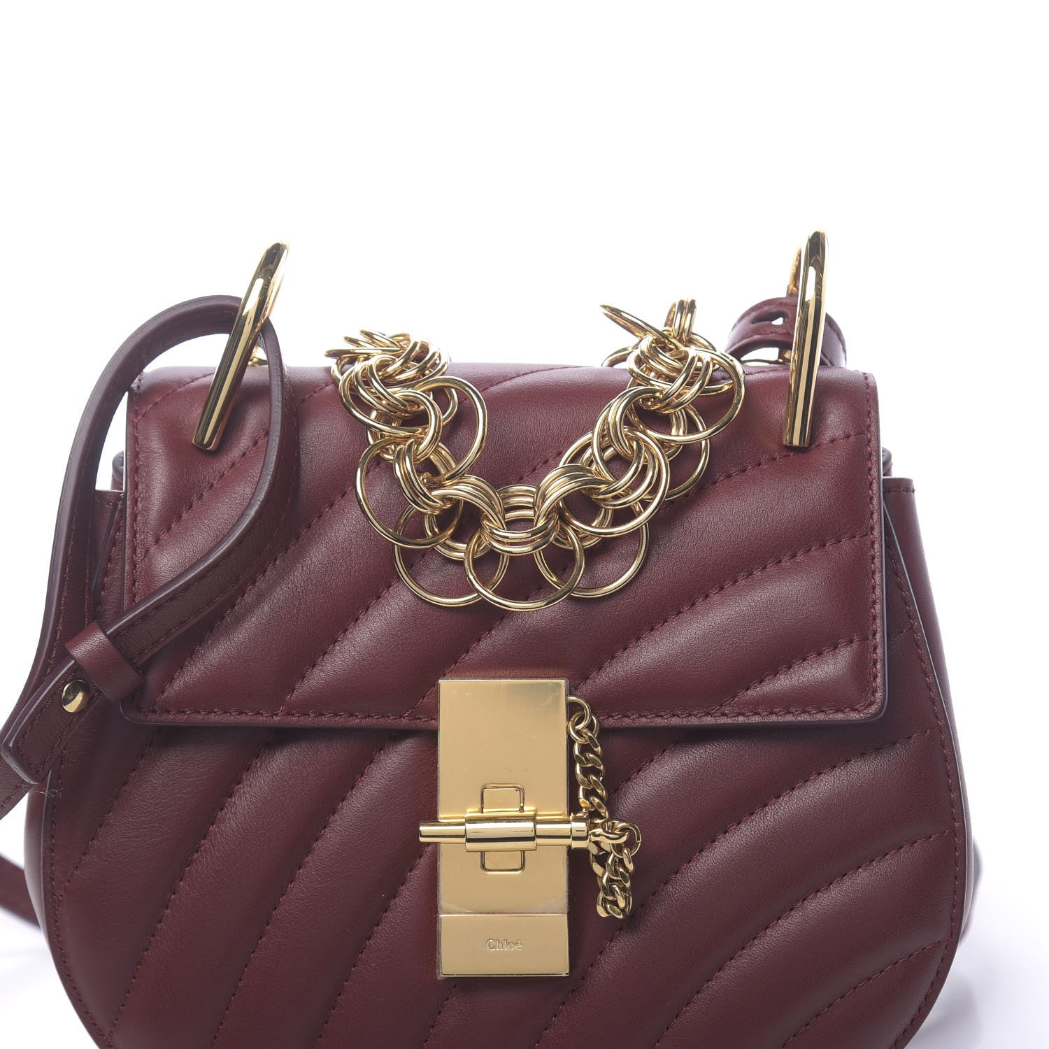 Chloe Calfskin Quilted Mini Drew Bijou Shoulder Bag Plum Purple 9 of 11