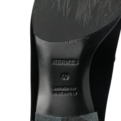 Hermes Velvet Womens Paris Loafers 40 Black 6 of 9