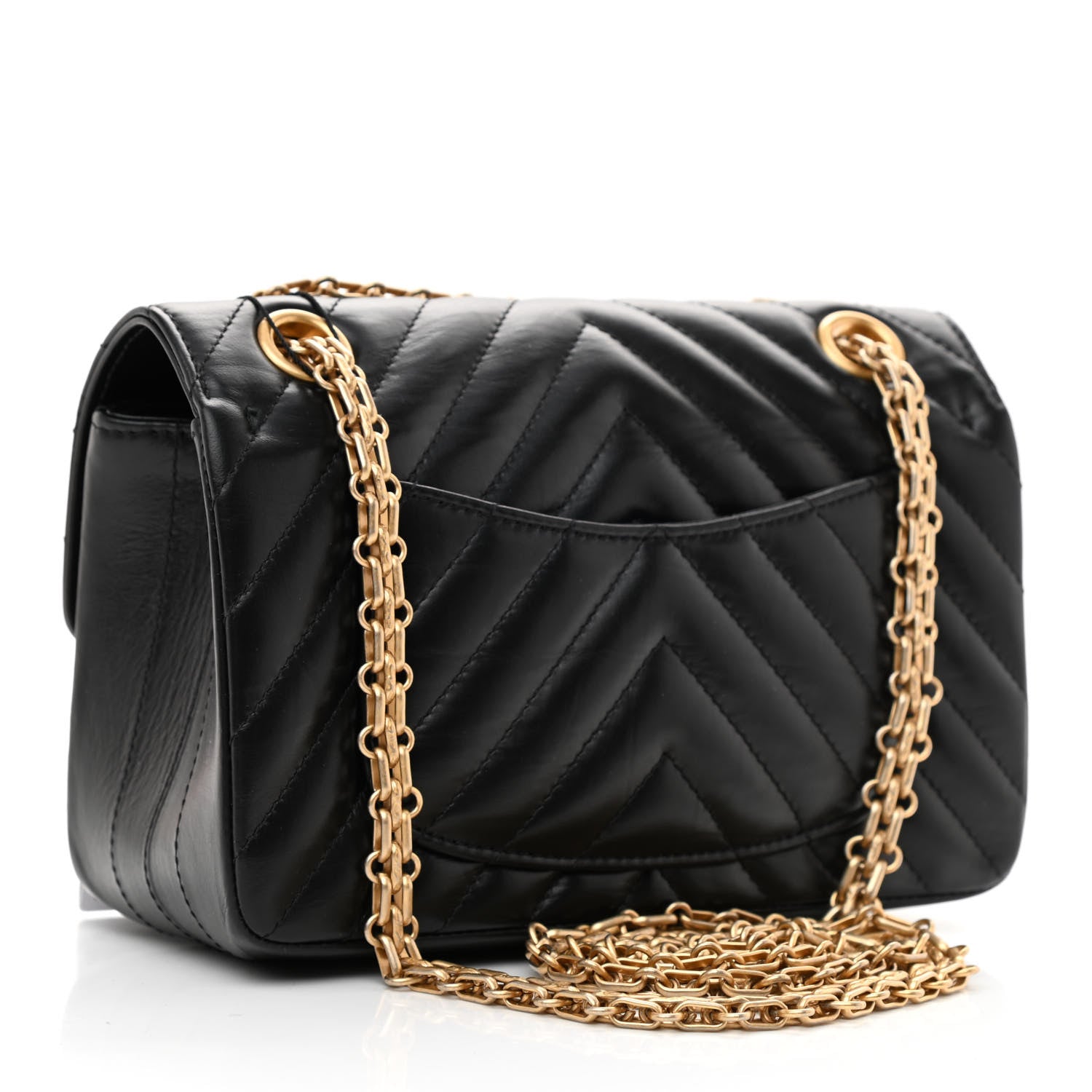 Chanel Aged Calfskin Chevron Quilted 2.55 Reissue Mini Flap Black 3 of 11