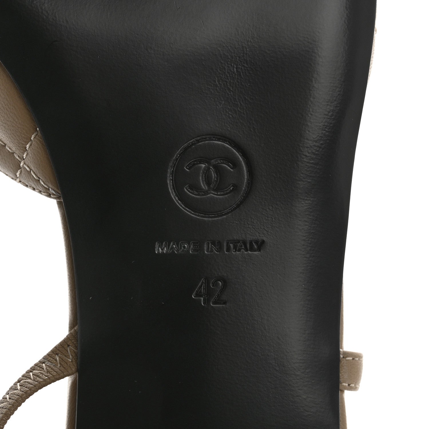 Chanel Lambskin Patent Cap Toe CC Slingback Flats 42 Beige Black 8 of 9