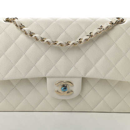 Chanel Caviar Quilted Medium Double Flap White 8 of 11