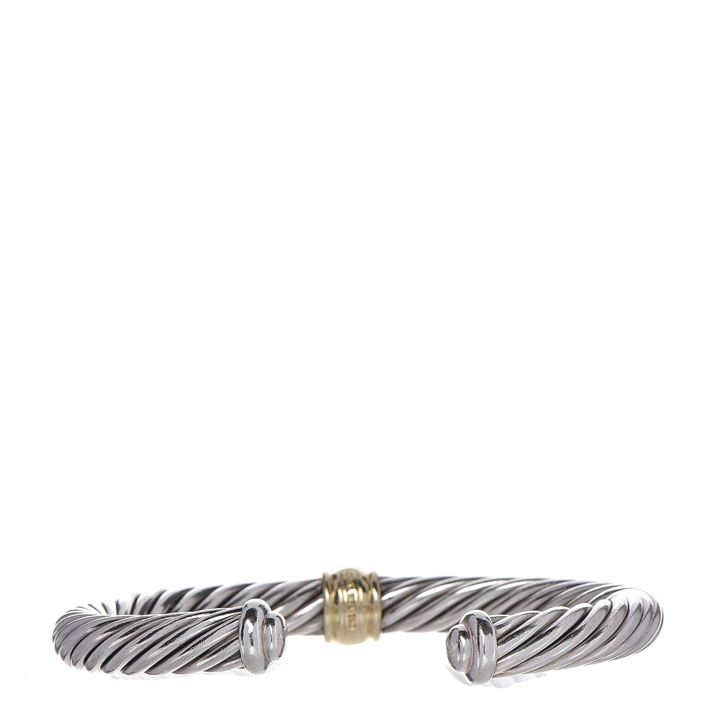 Sterling Silver 18K Yellow Gold Diamond 7mm Cable Classics Station Bracelet