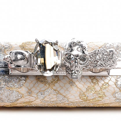 Lake Tulip Lace Knuckle-Duster Clutch Bag Silver