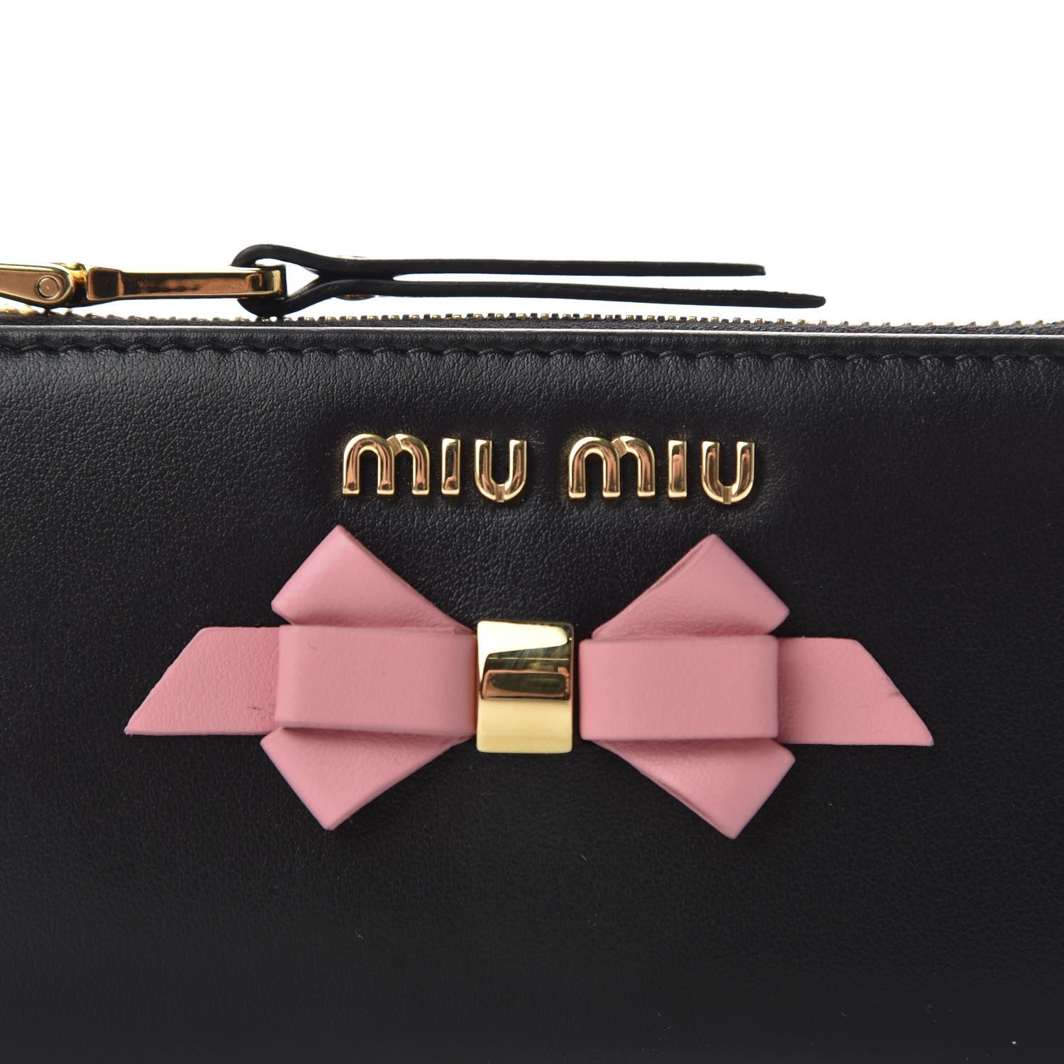 Miu Miu Soft Calf Bow Zip Coin Pouch Black Petalo 7 of 8