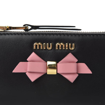 Miu Miu Soft Calf Bow Zip Coin Pouch Black Petalo 7 of 8