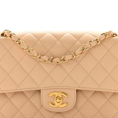 Chanel Caviar Quilted Medium Double Flap Beige 8 of 10