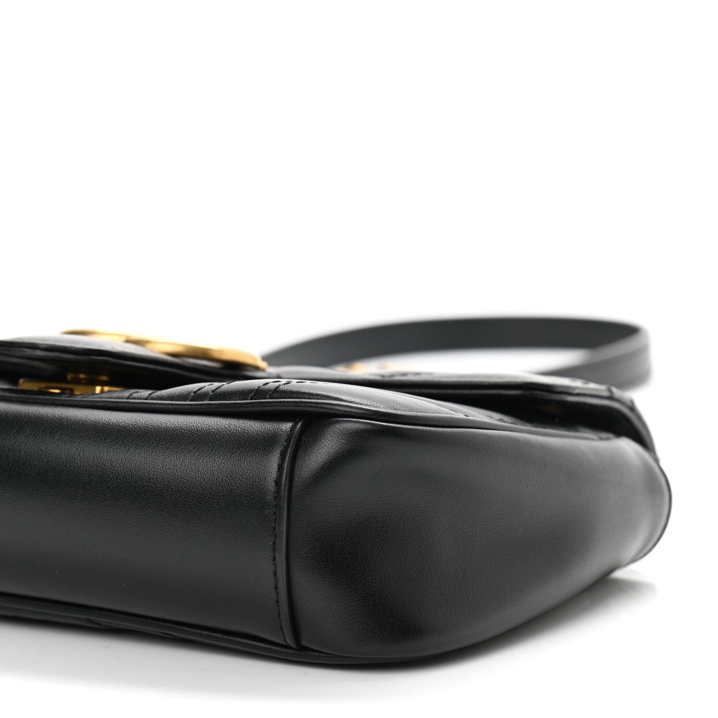 Calfskin Matelasse Mini GG Marmont Shoulder Bag Black