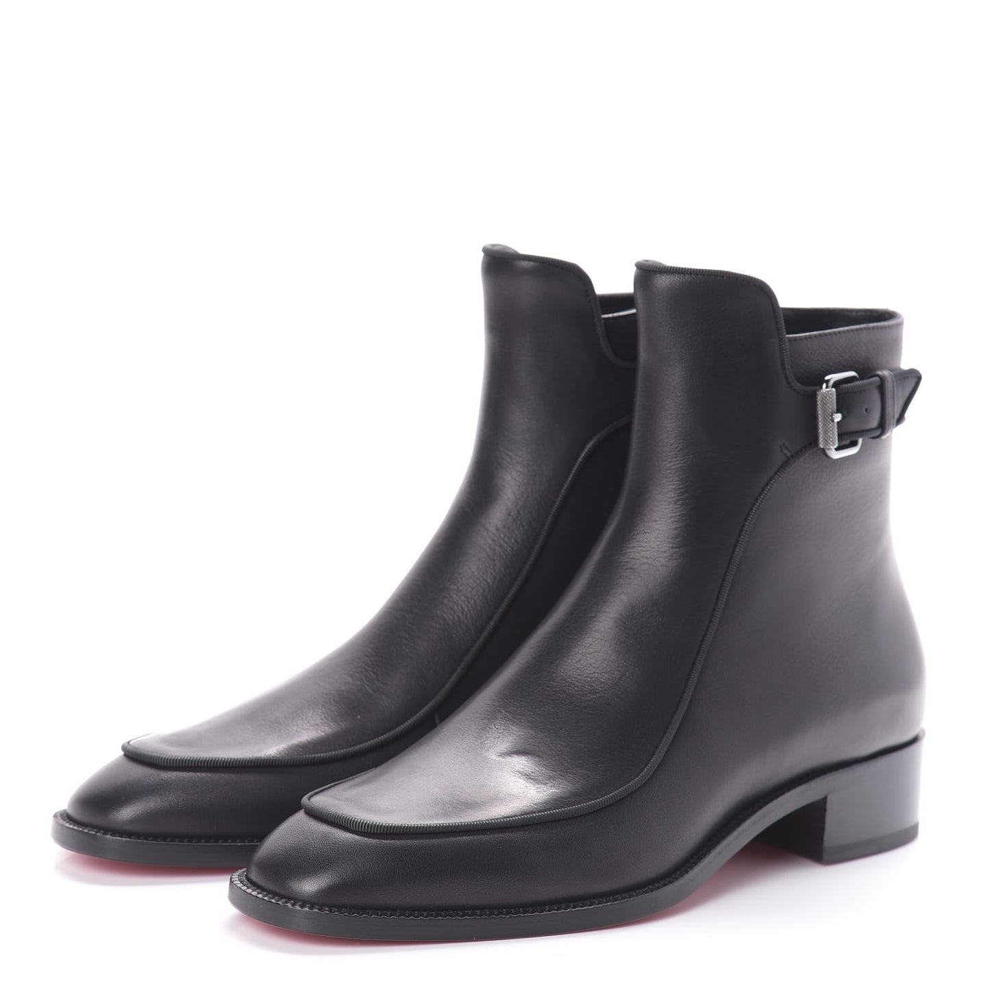 Calfskin Ecritoir Flat Ankle Boots 36.5 Black