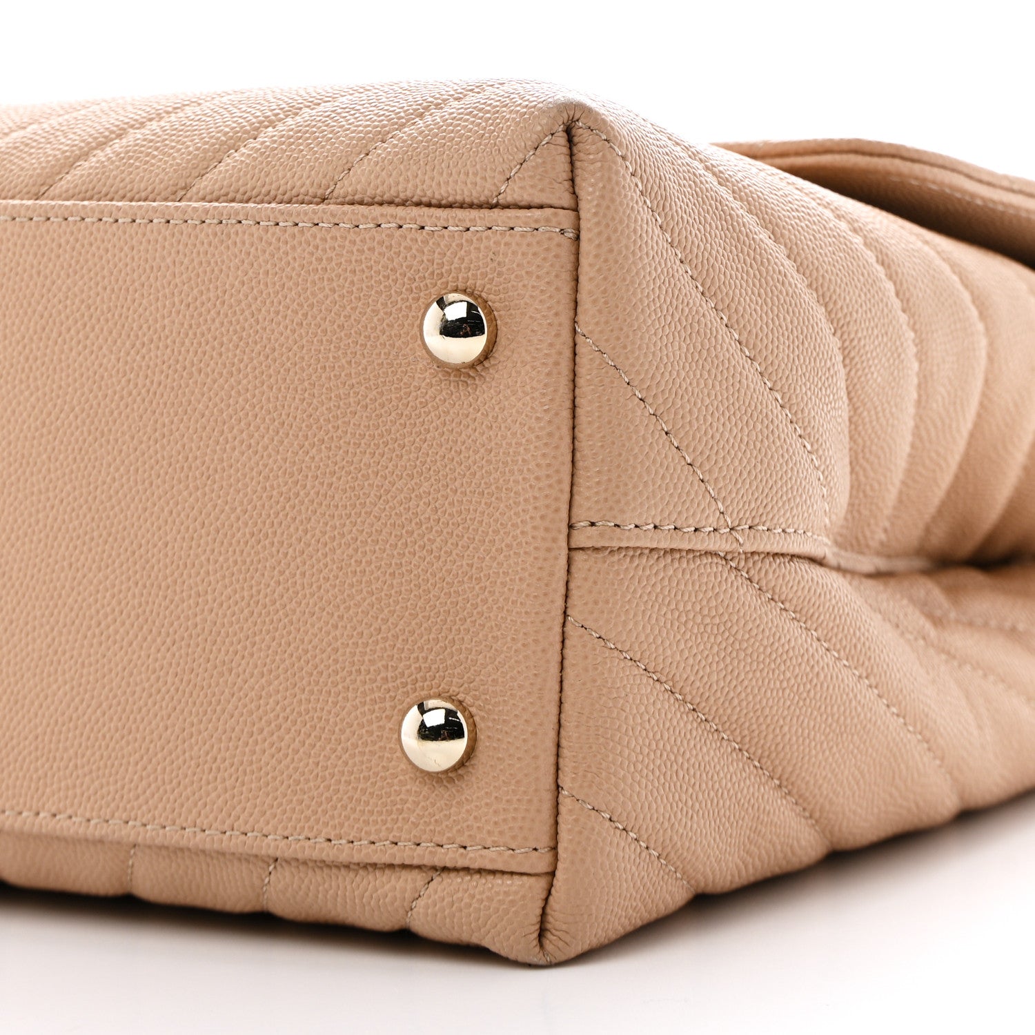 Chanel Caviar Chevron Quilted Medium Coco Handle Flap Beige 21 of 27