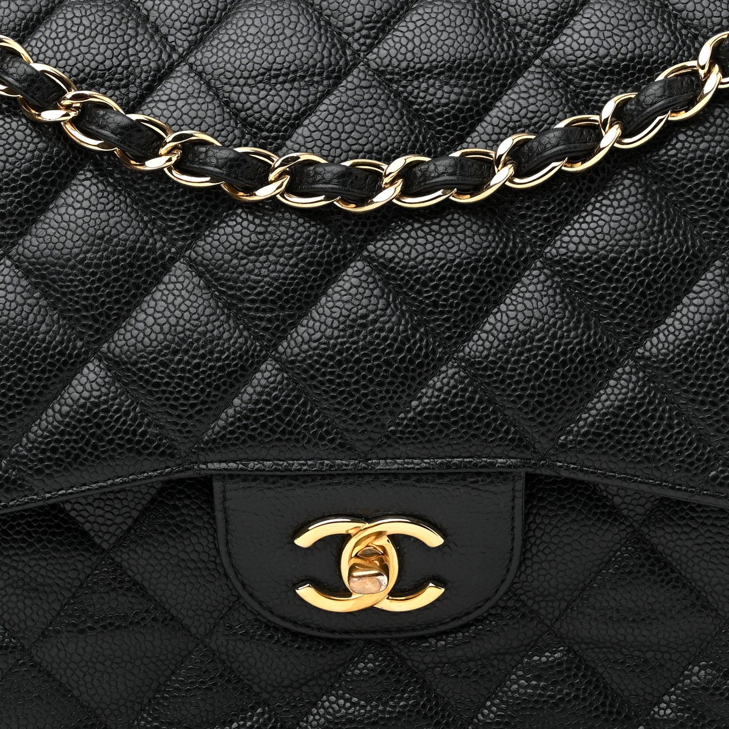 Caviar Quilted Jumbo Double Flap Black