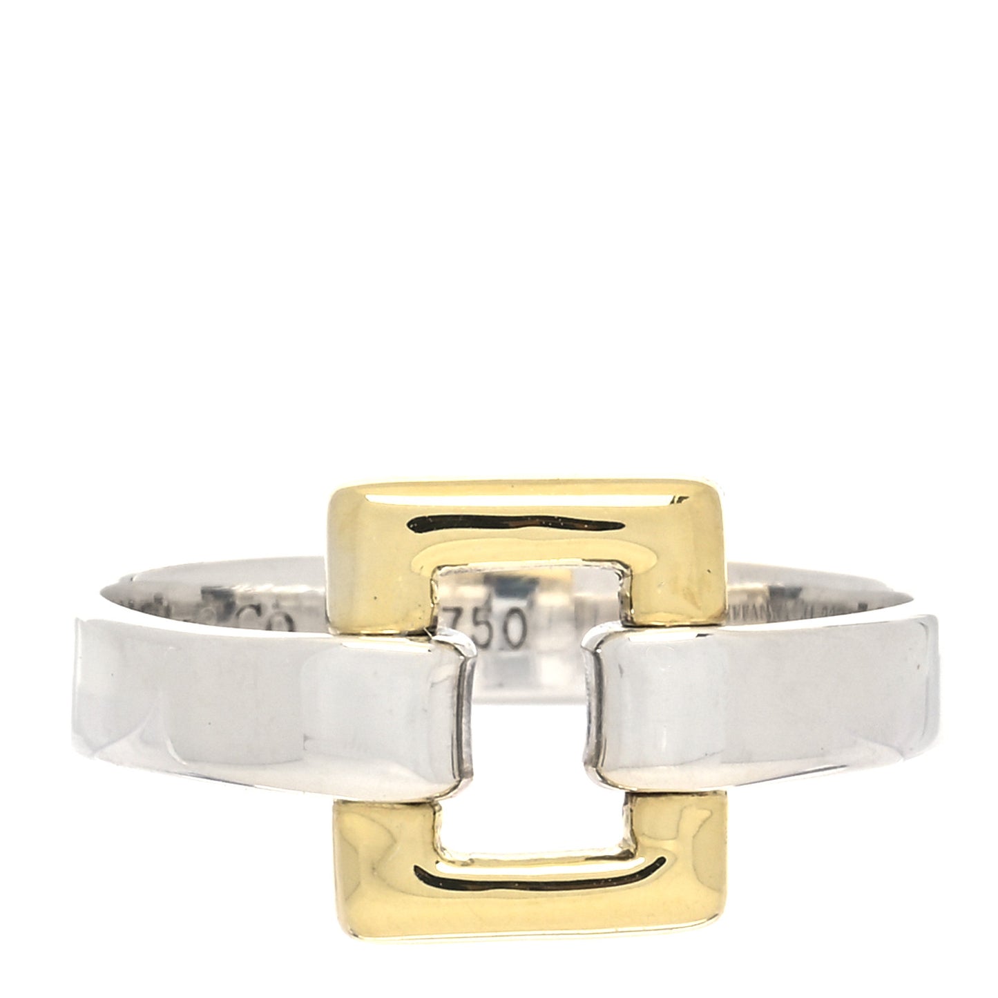 Sterling Silver 18K Yellow Gold Open Square Ring 51 5.75