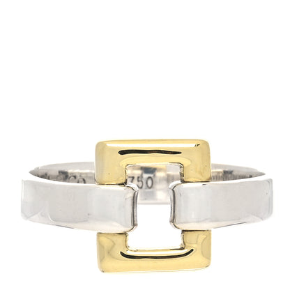 Tiffany Sterling Silver 18K Yellow Gold Open Square Ring 51 5.75 1 of 4