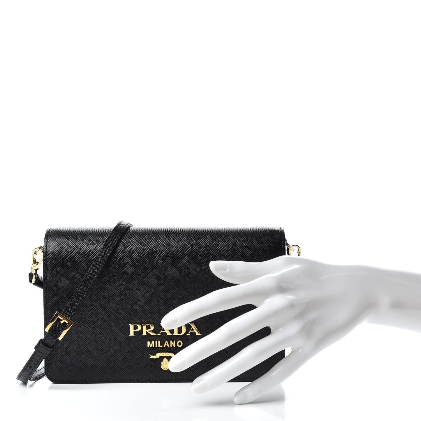 Saffiano Lux Mini Shoulder Bag Black