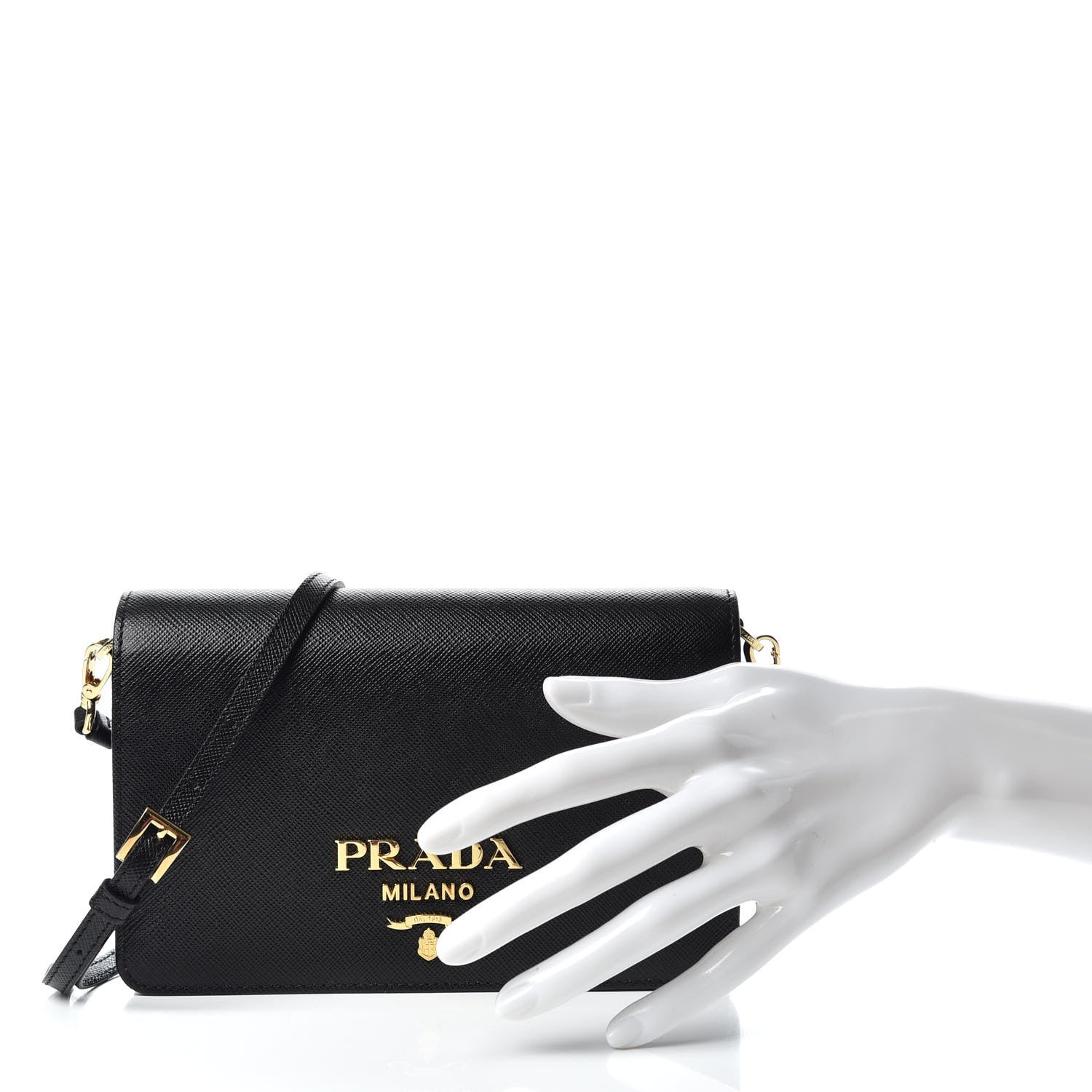 Prada Saffiano Lux Mini Shoulder Bag Black 5 of 14