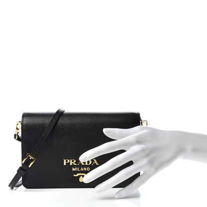 Prada Saffiano Lux Mini Shoulder Bag Black 5 of 14