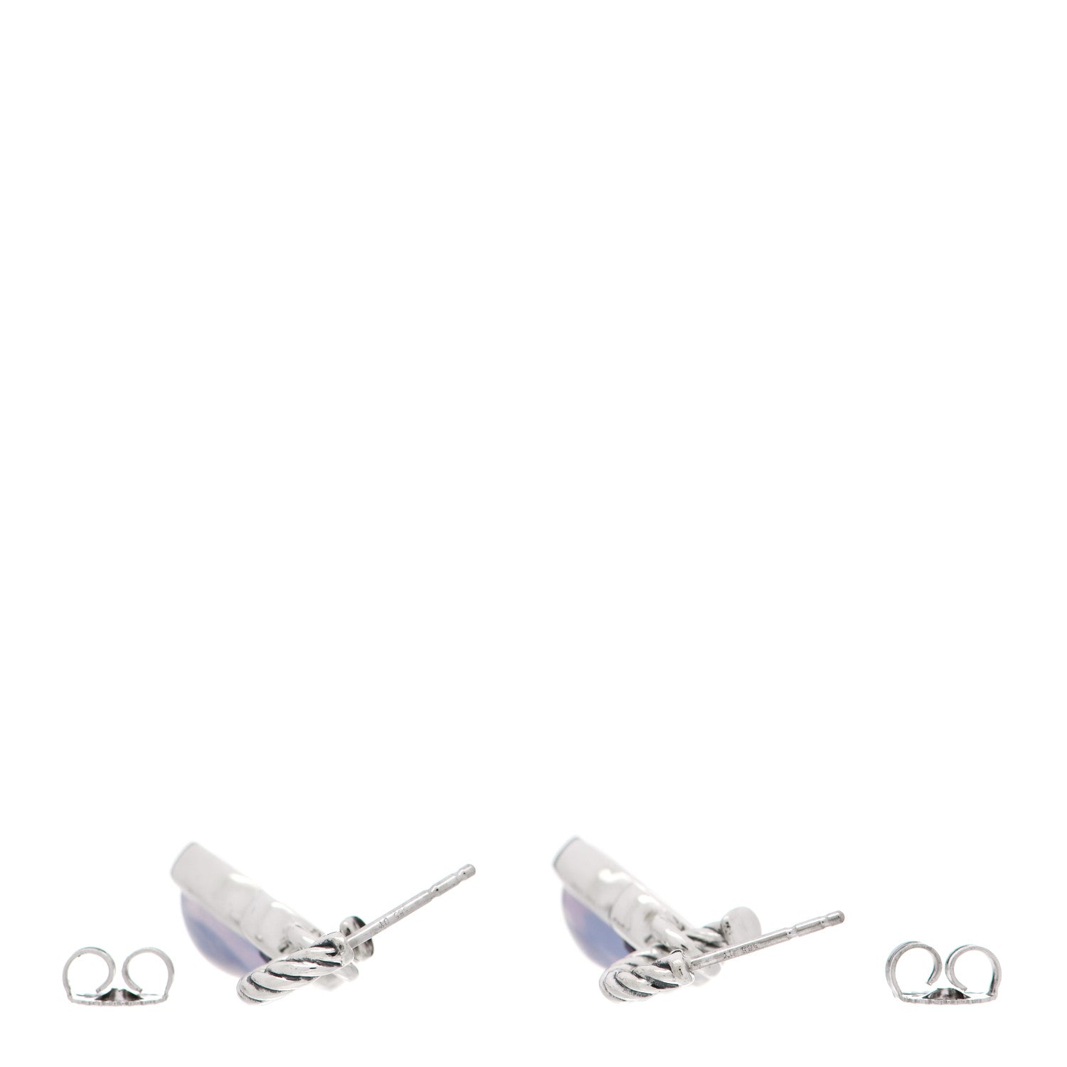David Yurman Sterling Silver Moon Quartz Amethyst Cable Drop Earrings 3 of 6