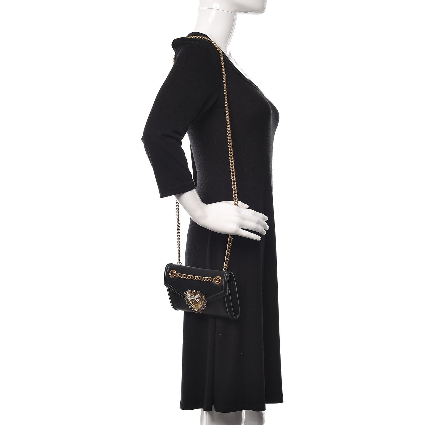 Smooth Calfskin Mini Devotion Crossbody Bag Black