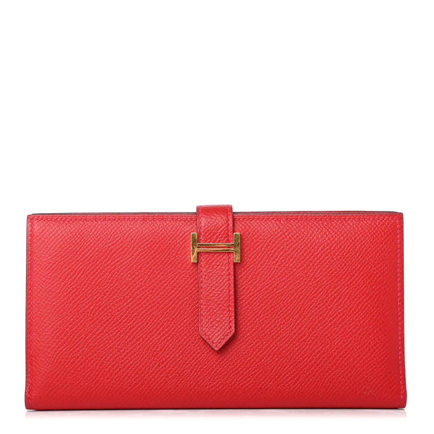 Hermes Epsom Bearn Gusset Wallet Rouge Casaque 1 of 8