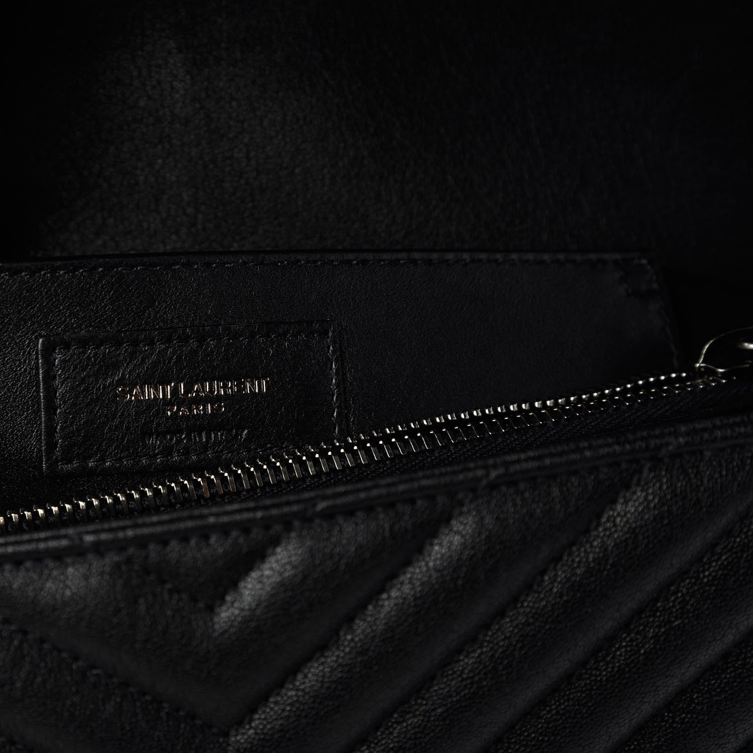 Saint Laurent Sheepskin Matelasse Chevron Monogram Large College Satchel Black 8 of 10