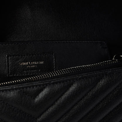 Saint Laurent Sheepskin Matelasse Chevron Monogram Large College Satchel Black 8 of 10