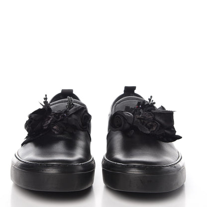 Gucci Calfskin Floral Slip On Sneakers 38 Black 2 of 10