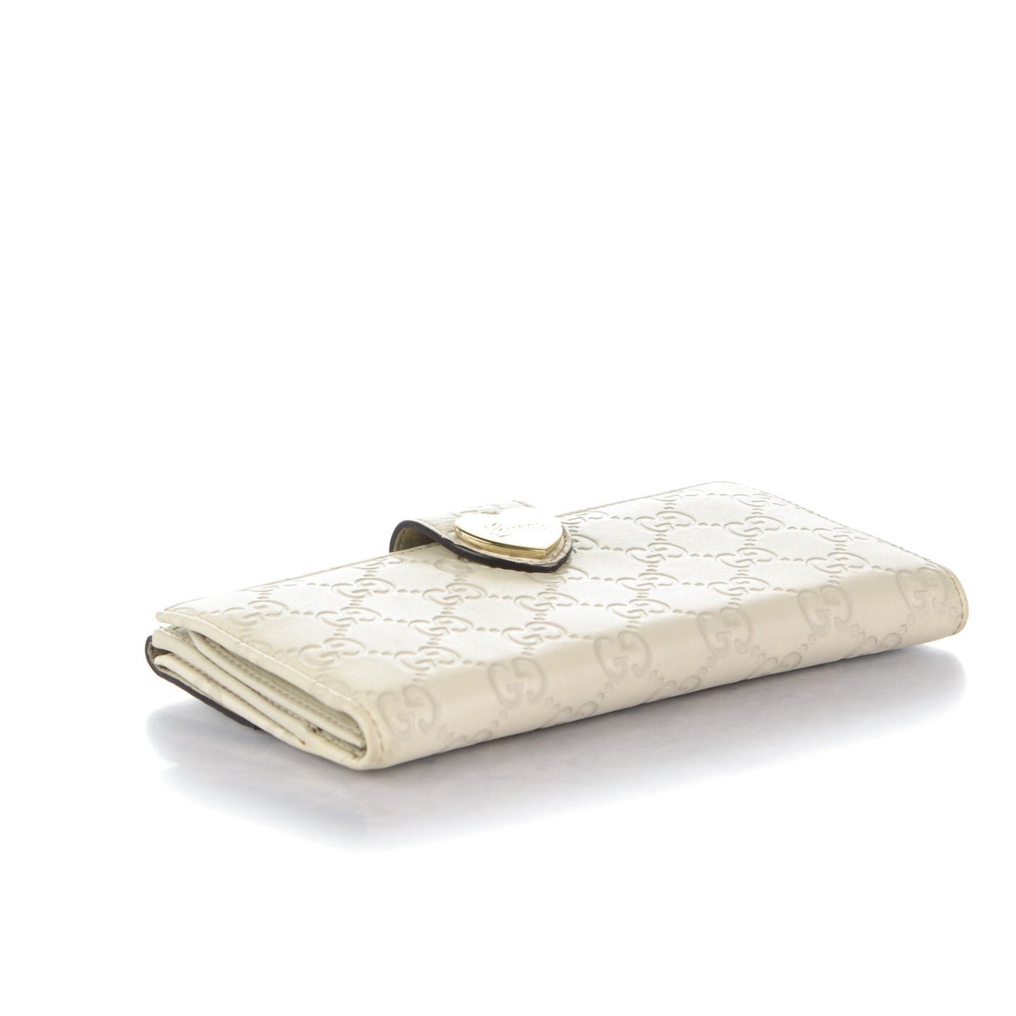Guccissima Heart Continental Wallet Off White