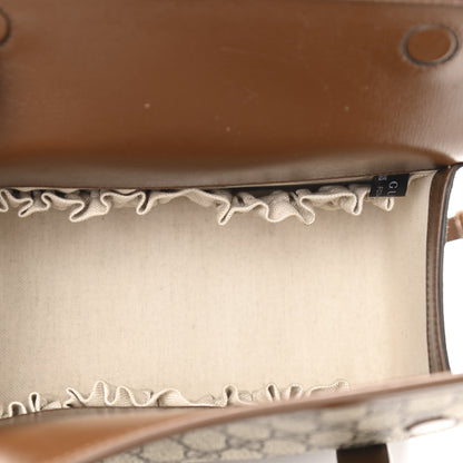 Gucci GG Supreme Monogram Azalea Calfskin Mini Horsebit 1955 Foldover Top Handle Bag Beige Ebony Brown Sugar 5 of 13