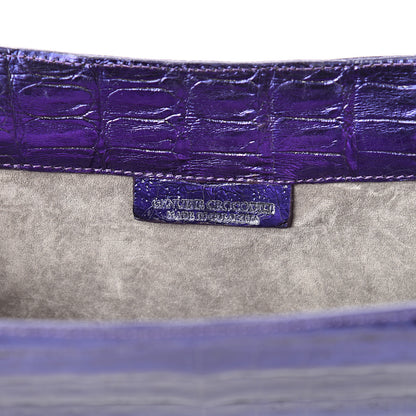 Nancy Gonzalez Metallic Crocodile Clutch Purple 6 of 7