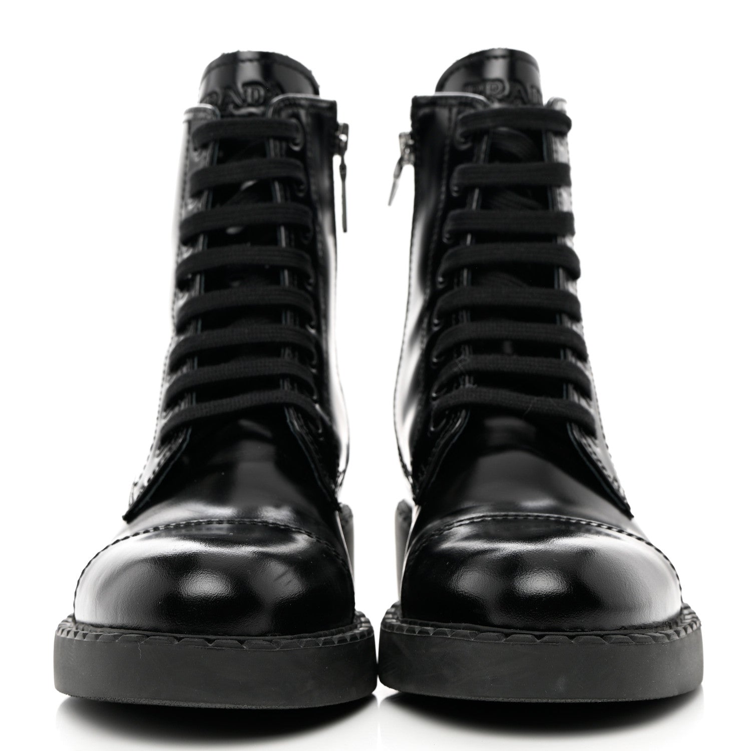 Prada Spazzolato Chocolate 50mm Combat Boots 35.5 Black 2 of 9