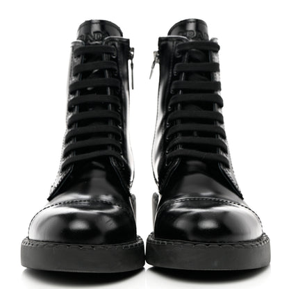 Prada Spazzolato Chocolate 50mm Combat Boots 35.5 Black 2 of 9