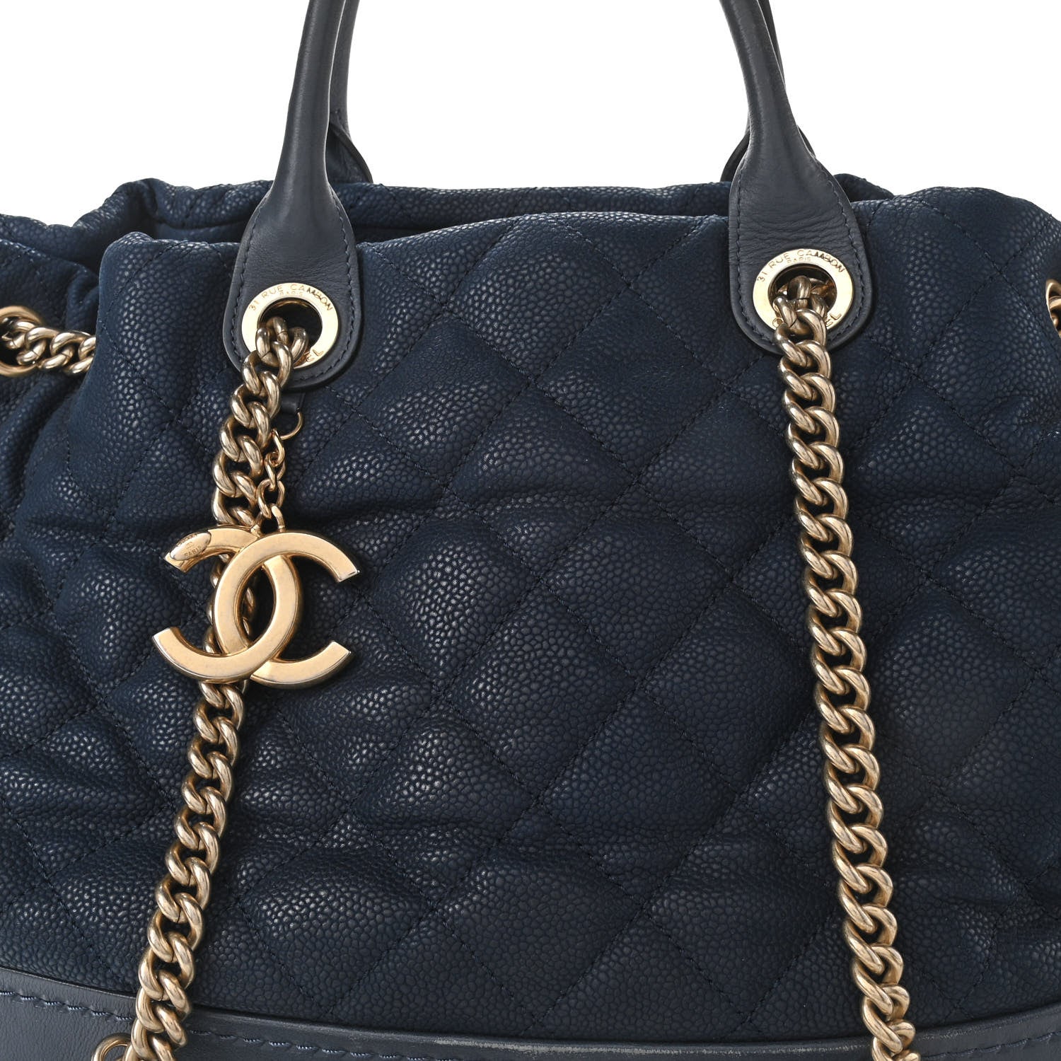 Chanel Iridescent Caviar Quilted Globe Trotter Shopping Tote Navy Blue 8 of 20