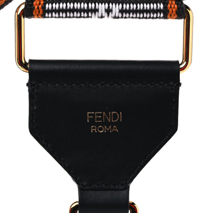 Fendi Cannete Ribbon Poly Vitello Century Logo Adjustable Strap You White Brandy Black 3 of 5