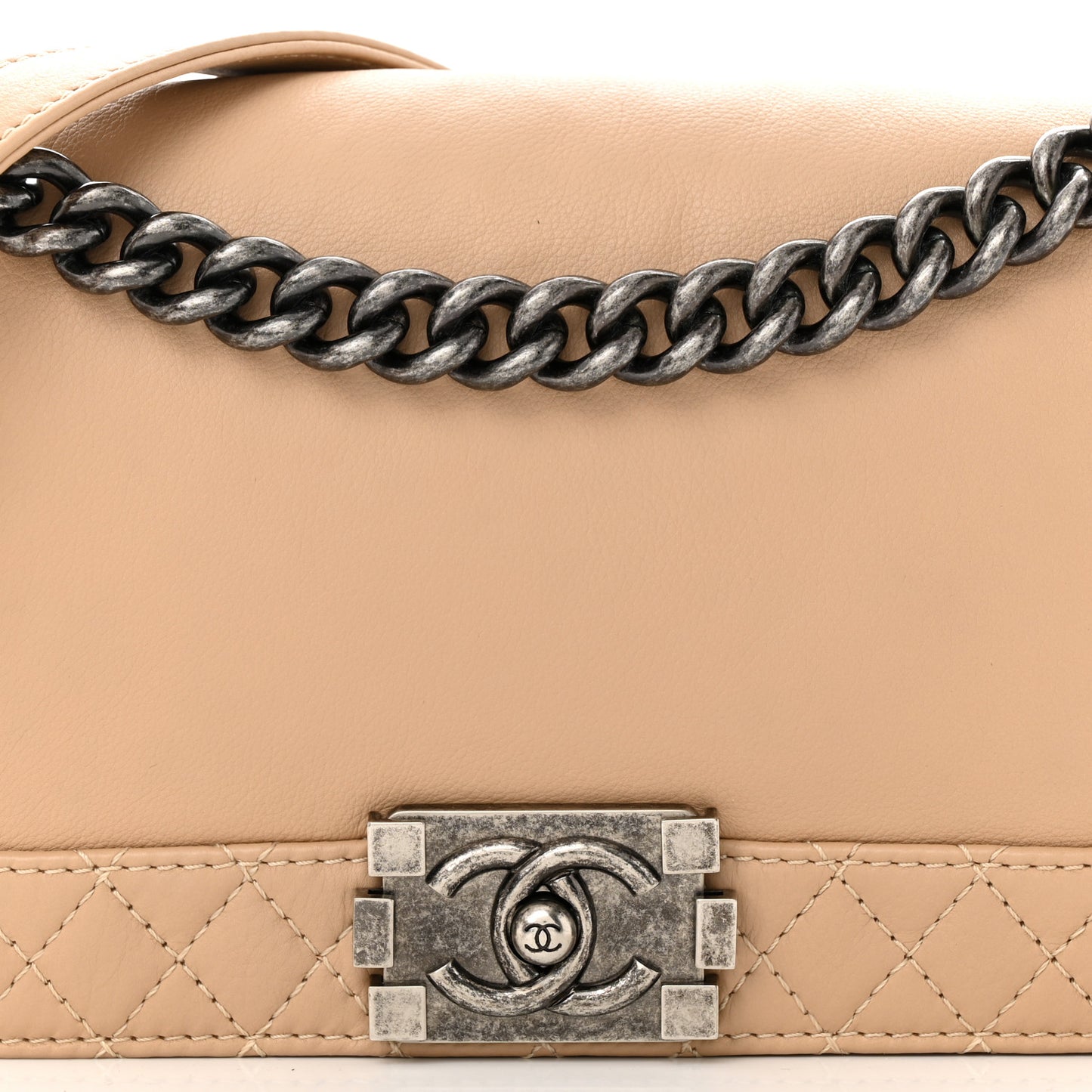 Calfskin Medium Boy Reverso Flap Beige Clair