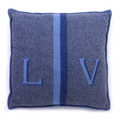 Louis Vuitton Wool Cashmere Cushion Pillow Blue Gray 1 of 3