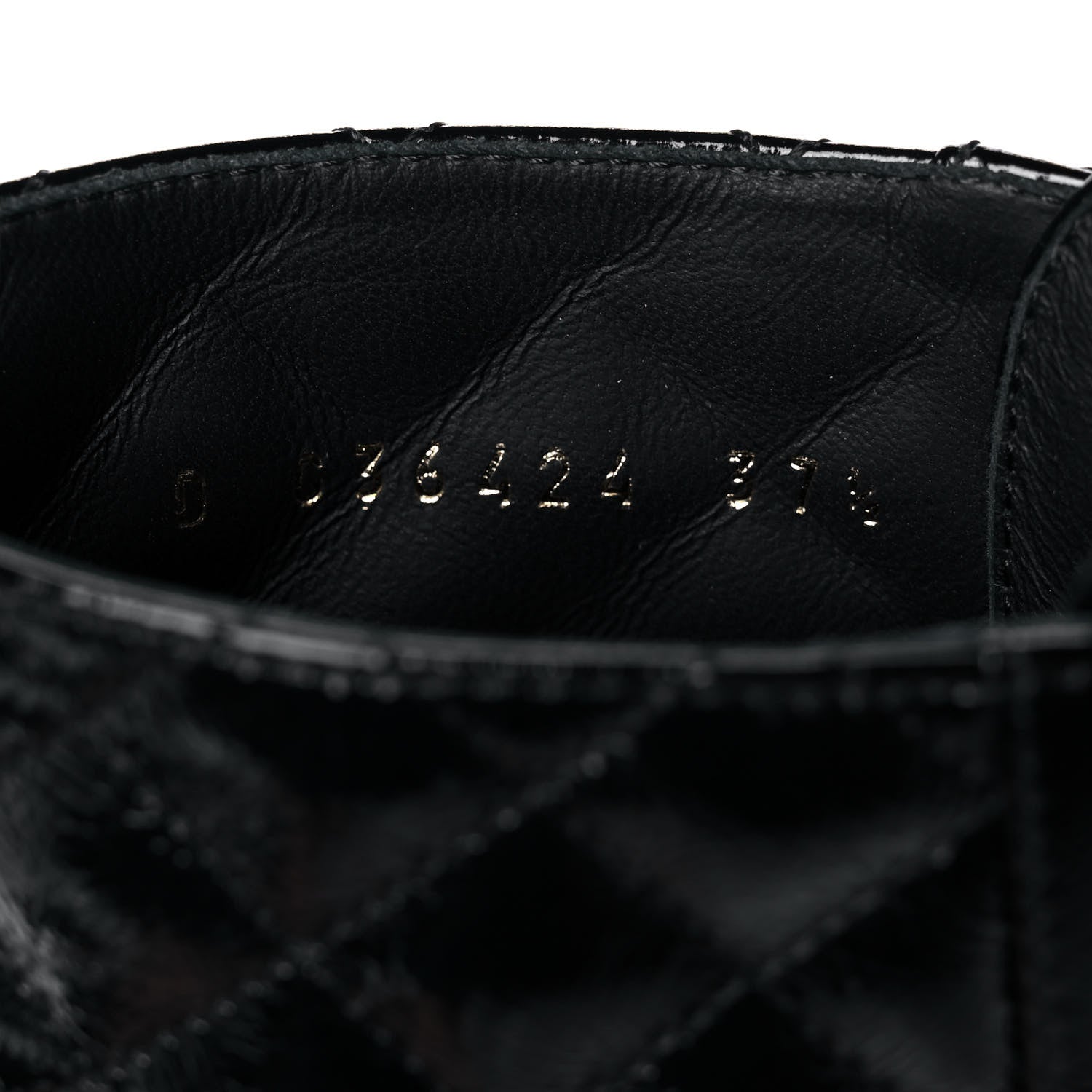 Chanel Shiny Calfskin Quilted Lace Up Combat Boots 37.5 Black 10 of 11