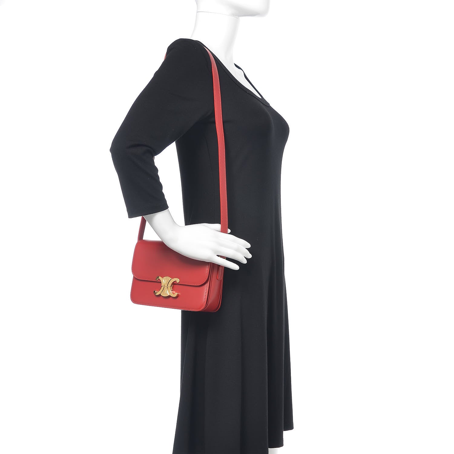 Celine Shiny Calfskin Teen Triomphe Red 2 of 13