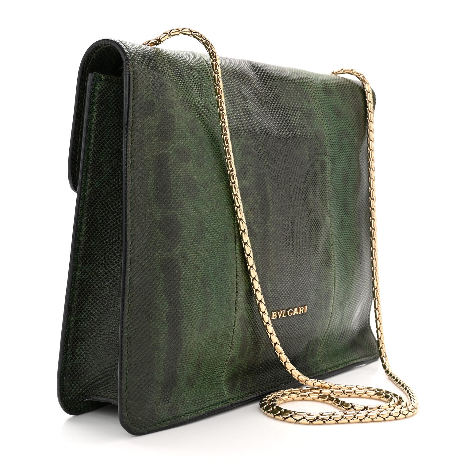 Bulgari Shiny Lizard Serpenti Forever Medium Shoulder Bag Green 3 of 10
