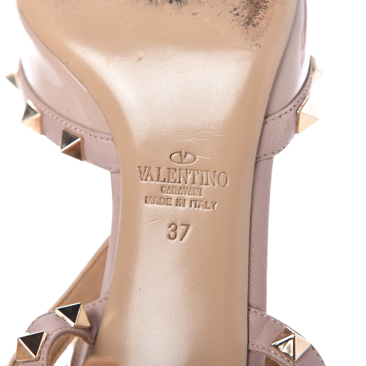 Patent Rockstud Ankle Strap 65mm Pumps 37 Poudre