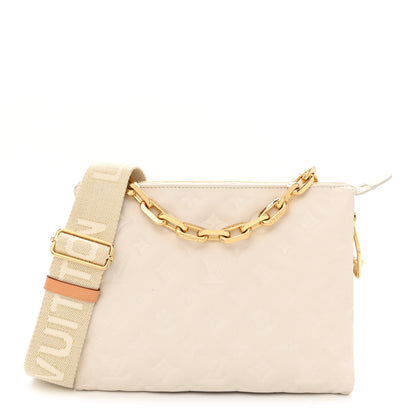 Louis Vuitton Lambskin Embossed Monogram Coussin PM Beige Cream 1 of 11