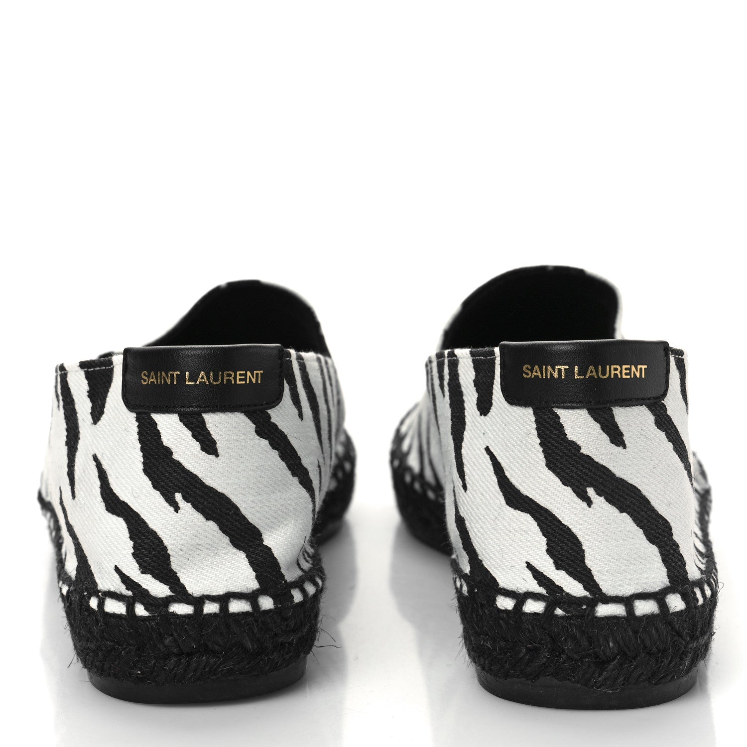 Saint Laurent Canvas Tiger Print Espadrilles 37.5 White Black 5 of 9