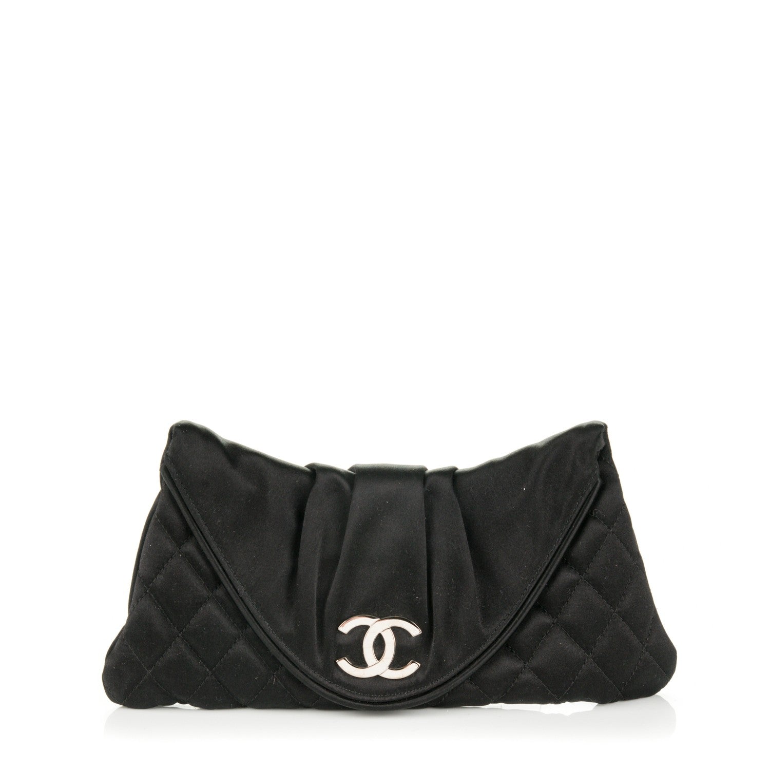 Chanel Satin Quilted Flap Clutch Black 1 of 7