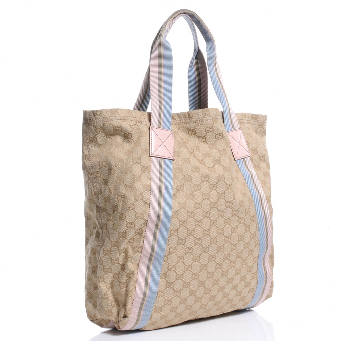 GG Monogram Medium Web Handle Vertical Tote Pink Blue
