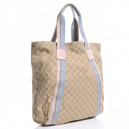 Gucci GG Monogram Medium Web Handle Vertical Tote Pink Blue 3 of 7
