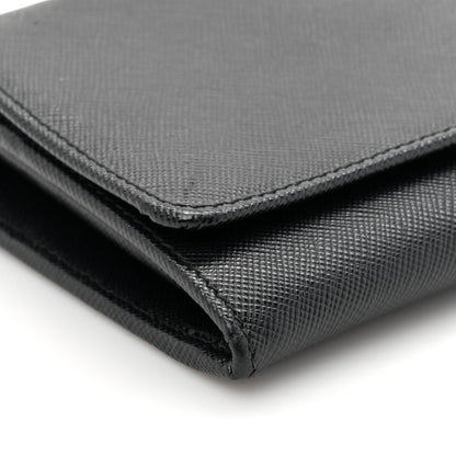 Prada Saffiano Metal Oro Chain Wallet Black 10 of 12